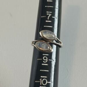Sterling Silver double moonstone adjustable ring size 8